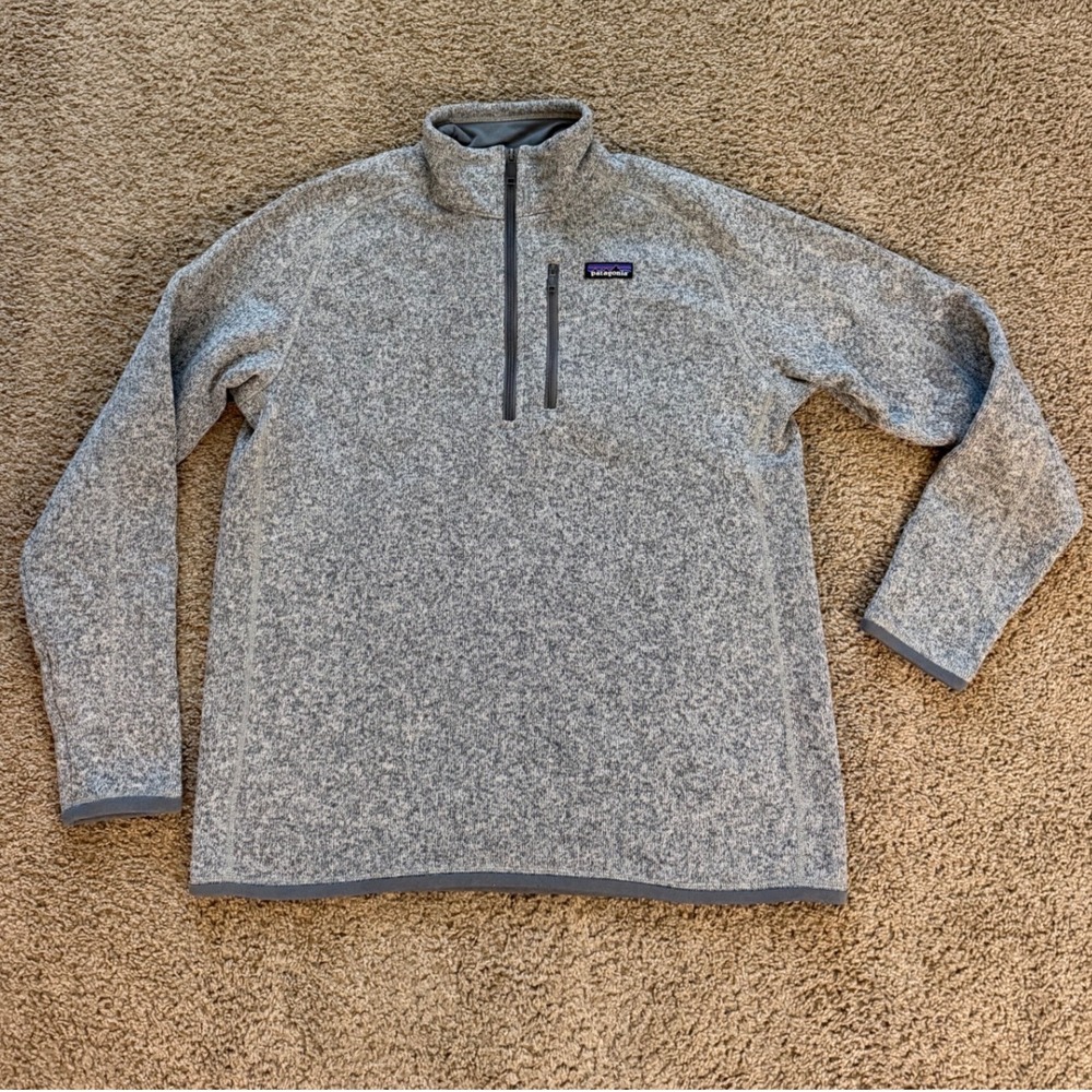 Patagonia Better Sweater 1/4 Zip Pullover Grey Heather Fleece Mens Large